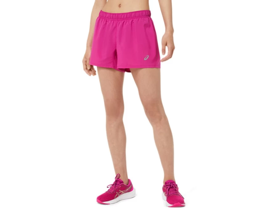 ASICS Women's Fuchsia Red Silver 4-Inch Shorts - Lightweight Running Shorts for Women