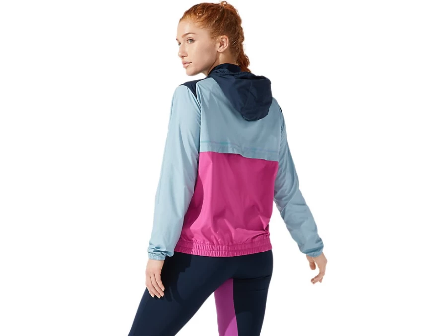 ASICS Women's French Blue/Smoke Blue High-Visibility Running Jacket for Safety & Style