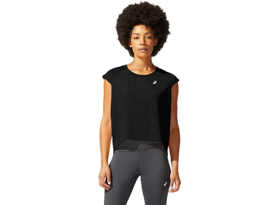 ASICS Women's Performance Black SF Ventilate Crop Top – Breathable Athletic Shirt