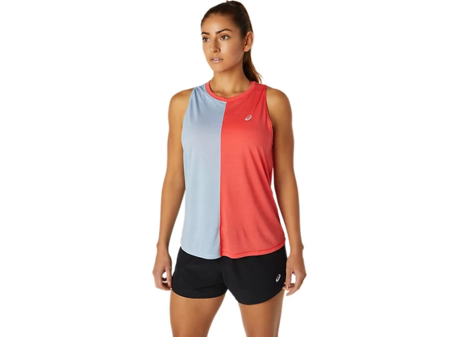 ASICS Women's Tokyo Tank Top - Pink Grapefruit/Mist Color Lightweight Running Shirt