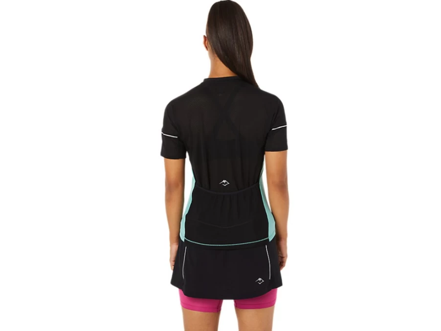 ASICS Women's FujiTrail Running Top - Sage/Performance Black - Lightweight Trail Shirt