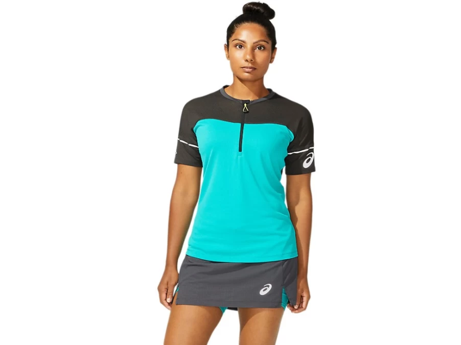 ASICS Women's FujiTrail Running Top - Baltic Jewel Color for Trail Runners