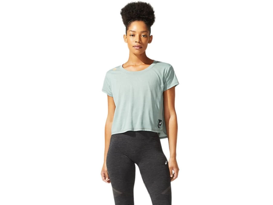 ASICS Women's Slate Grey Sakura Short Sleeve Crop Top
