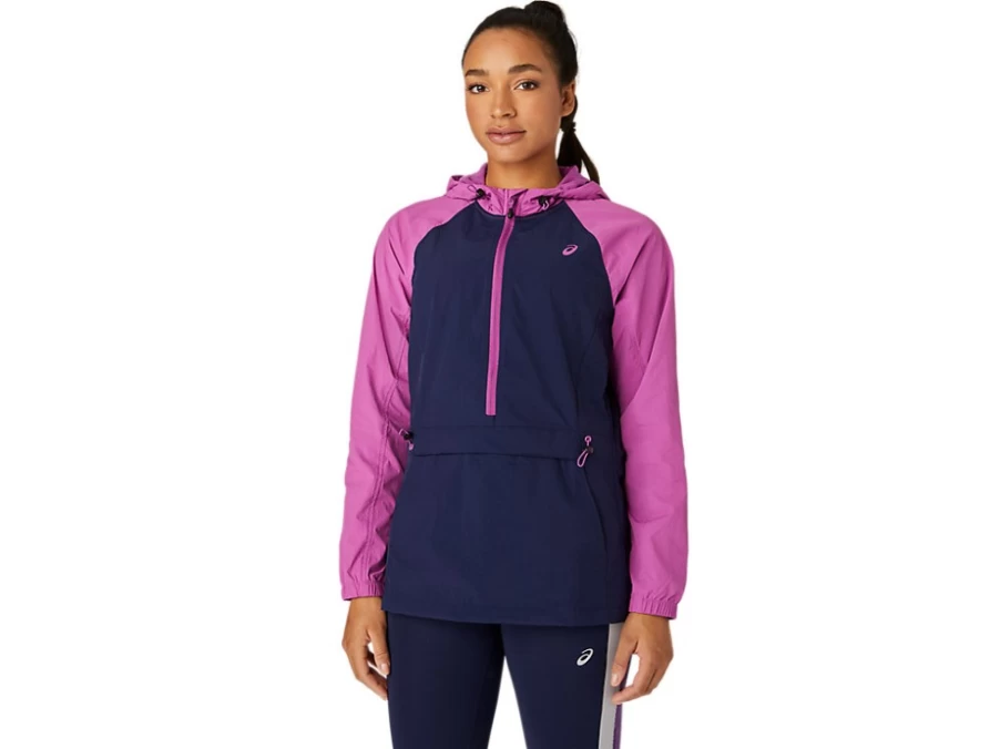 ASICS Women's W Anorak Jacket in Digital Grape/Peacoat Color