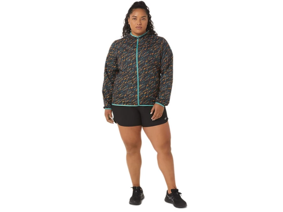 ASICS Women's Packable Jacket in Night Shade/Sage Print - Lightweight Travel Windbreaker
