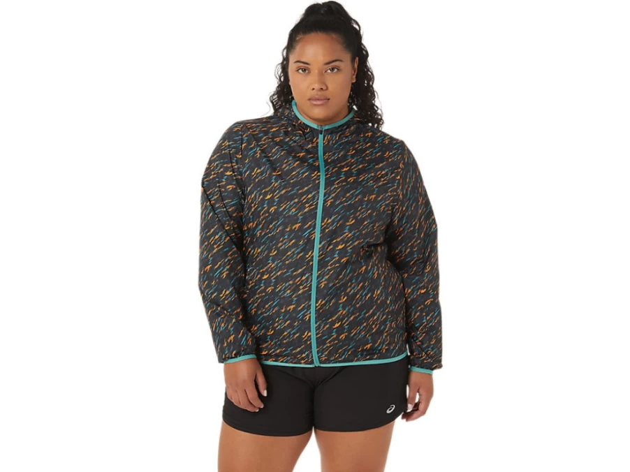 ASICS Women's Packable Jacket in Night Shade/Sage Print - Lightweight Travel Windbreaker