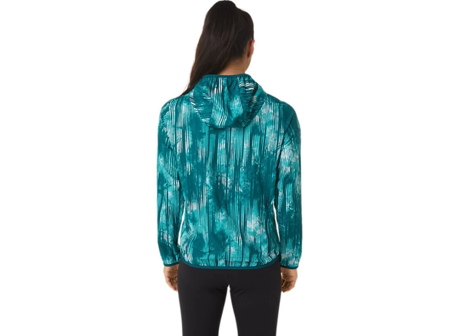 ASICS Women's Sea Glass Tie Dye Packable Jacket - Lightweight Travel Windbreaker