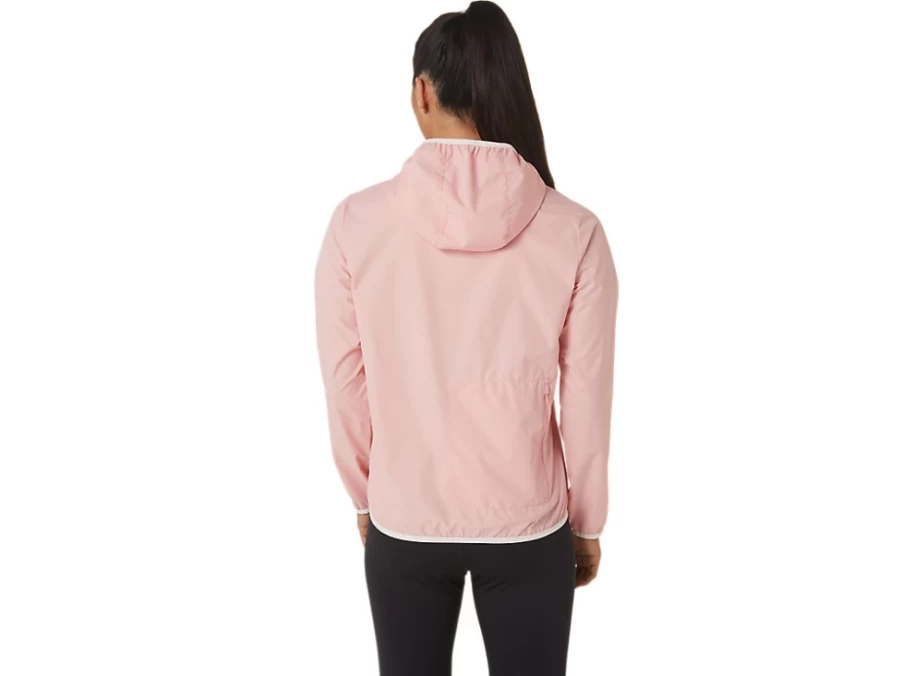 ASICS Women's Packable Jacket - Lightweight Waterproof Windbreaker in Frosted Rose/Soft Sky
