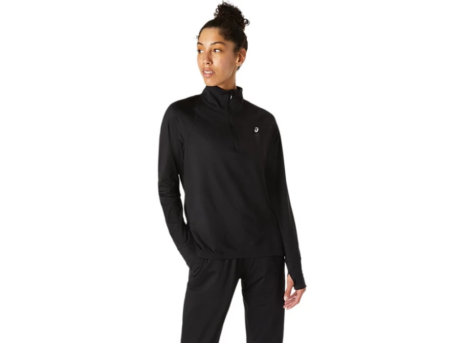 ASICS Women's ThermoPolis Half Zip Pullover - Performance Black Thermal Running Top