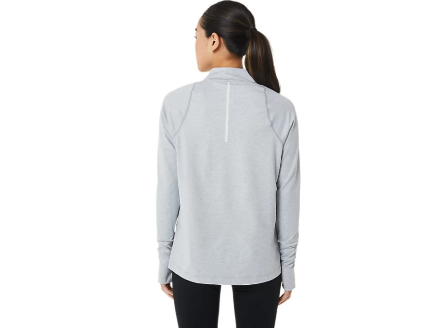 ASICS Women's Light Grey Heather ThermoPolis Half Zip Pullover - Thermal Running Top