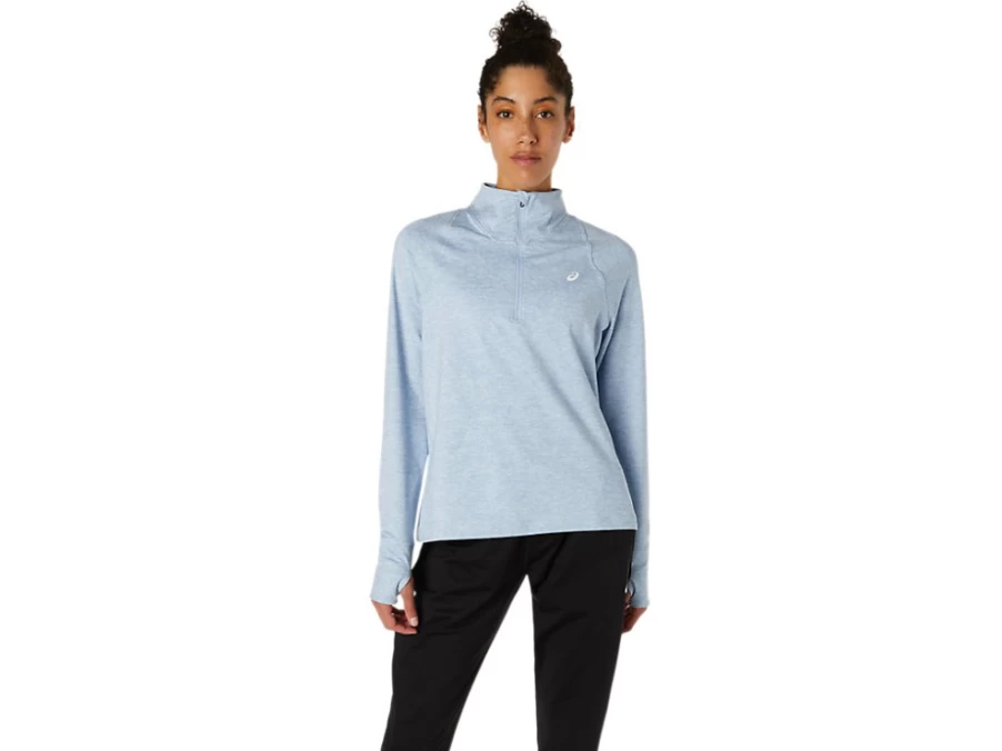 ASICS Women's ThermoPolis Half Zip Pullover - Mist Heather Thermal Fleece Jacket