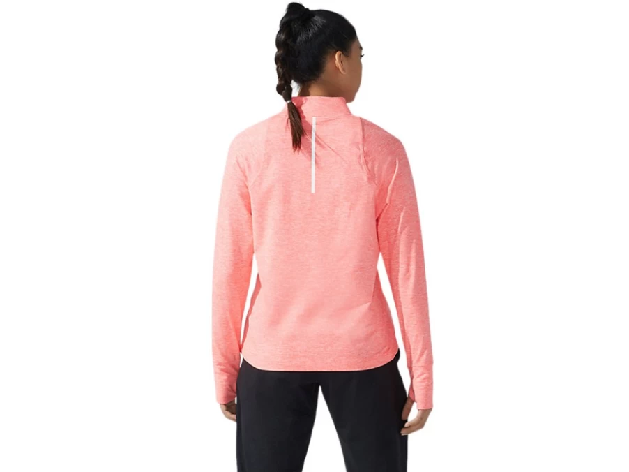 ASICS Women's ThermoPolis Half Zip Pullover - Blazing Coral Heather Fleece Jacket