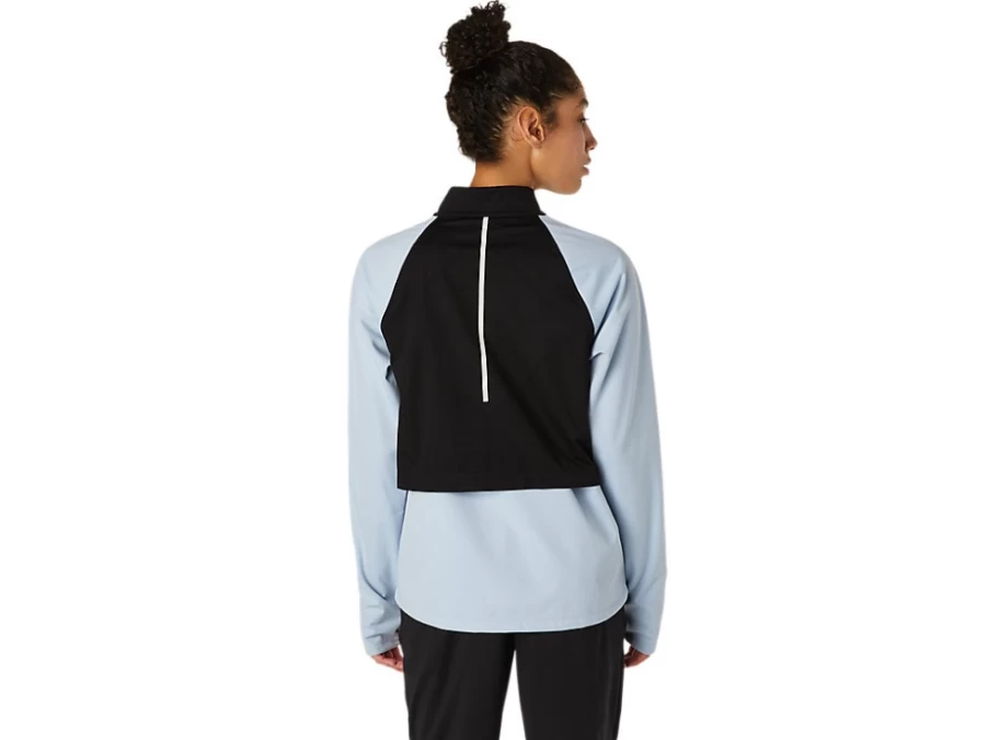 ASICS Women's ThermoStorm Full Zip Jacket - Mist/Performance Black - Lightweight Waterproof Running Jacket