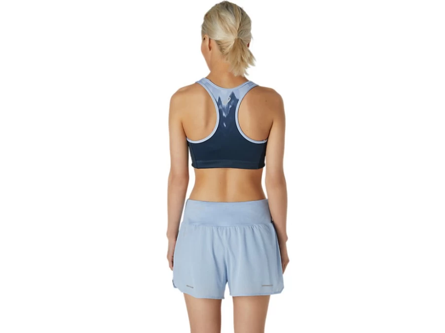 ASICS Women's Mist/French Blue KASANE Logo Bra - Lightweight Sports Bra for Running & Workouts