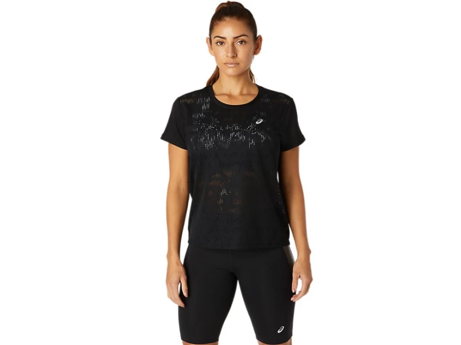ASICS Women's Performance Black Ventilated Short Sleeve Top – Breathable Running Shirt