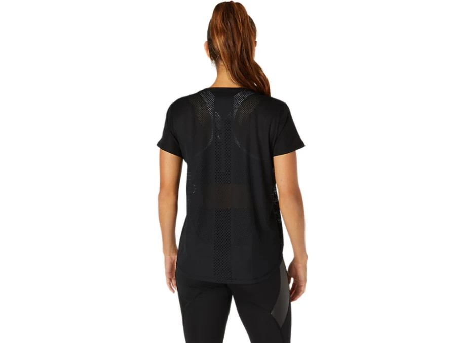 ASICS Women's Performance Black Ventilated Short Sleeve Top – Breathable Running Shirt