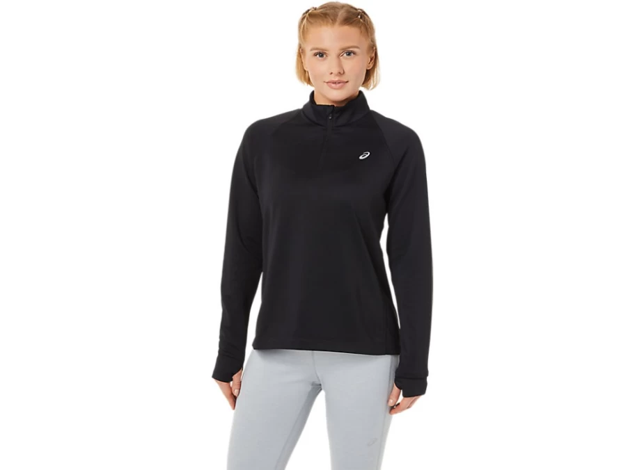ASICS Women's ThermoPolis 1/4 Zip Pullover - Performance Black Thermal Running Top
