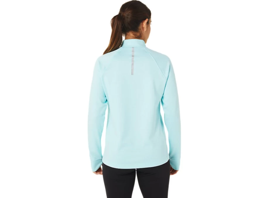 ASICS Women's Clear Blue Heather ThermoPolis 1/4 Zip Pullover Fleece Top