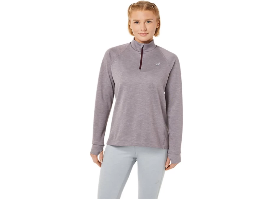 ASICS Women's Deep Mars Heather ThermoPolis 1/4 Zip Performance Pullover