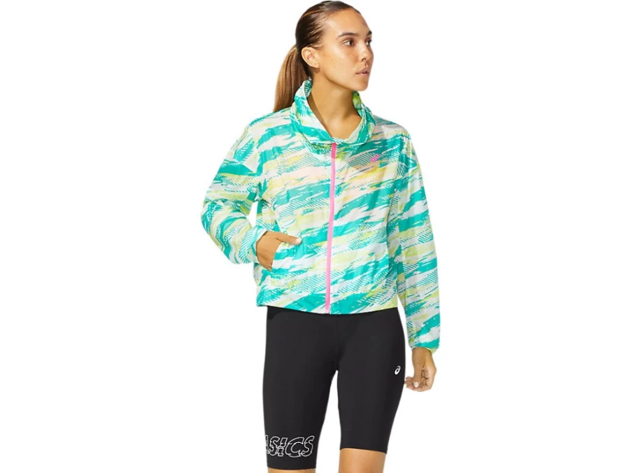 ASICS Women's Baltic Jewel Color Injection Jacket - Lightweight Water-Resistant Windbreaker
