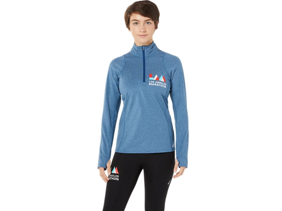 ASICS Women's LAM Thermopolis Half Zip Pullover - Mako Blue Heather