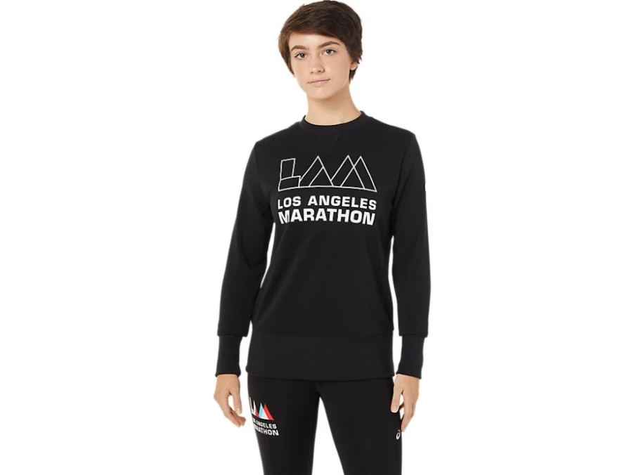 ASICS Women's LAM Crew Neck Performance Black Running Top