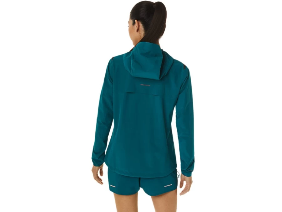 ASICS Women's Accelerate Waterproof 2.0 Jacket in Velvet Pine – Lightweight Raincoat for Outdoor Running