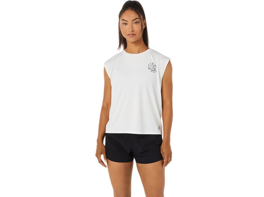 ASICS Women's Natural White Ocean Waste Run Top - Sustainable Running Shirt