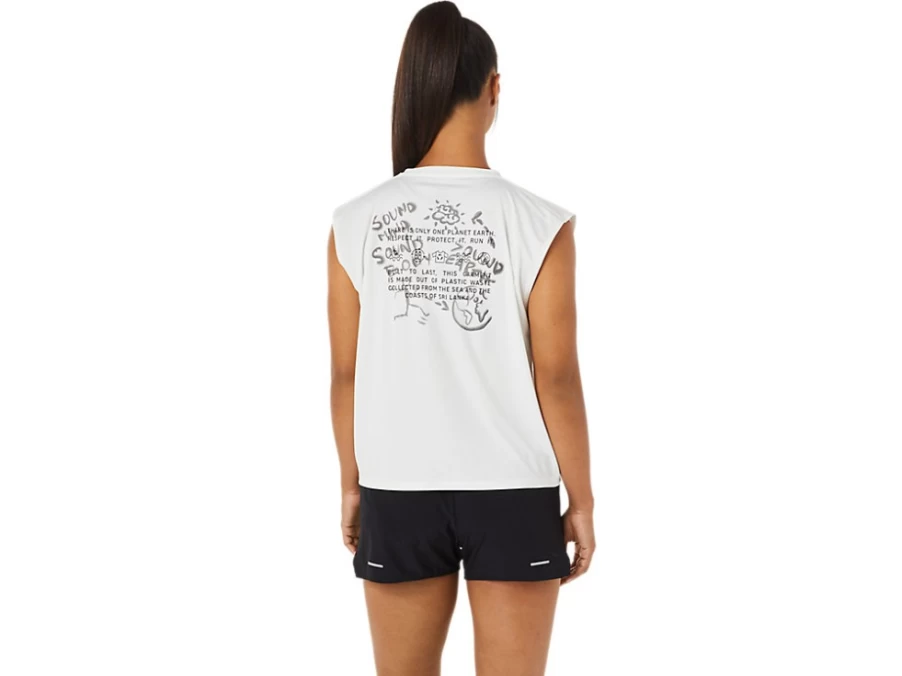 ASICS Women's Natural White Ocean Waste Run Top - Sustainable Running Shirt