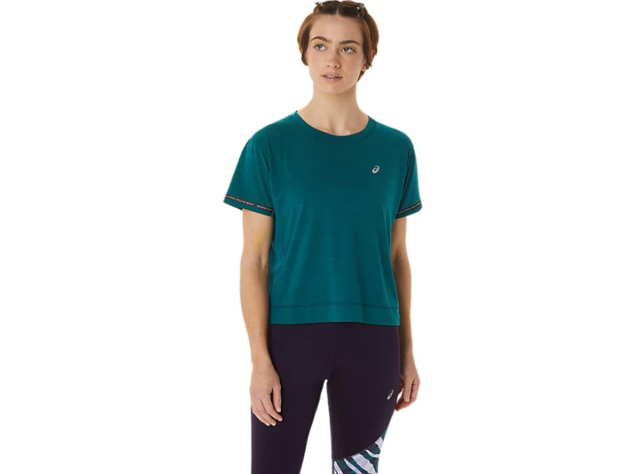 ASICS Women's Velvet Pine Race Crop Top - Lightweight Running Shirt for Women