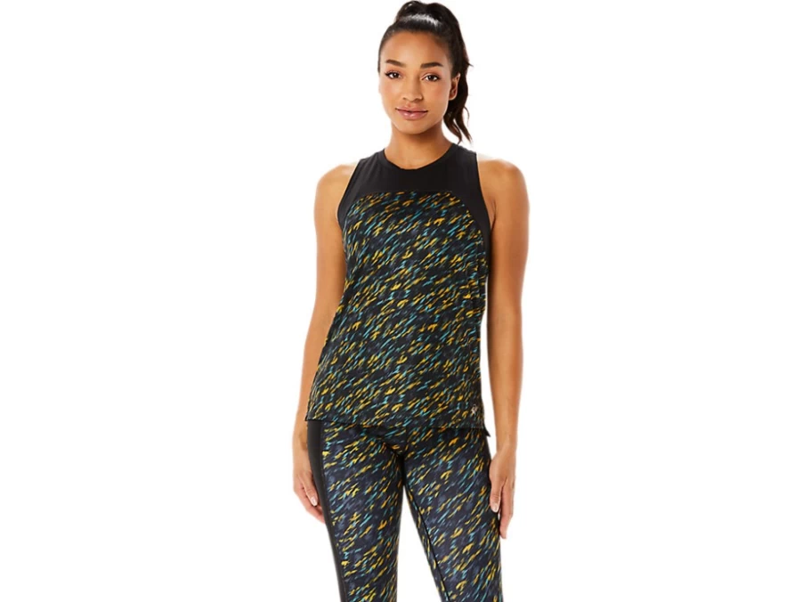 ASICS Women's PR LYTE RUN Tank Top - Night Shade/Sage Print - Lightweight Running Shirt