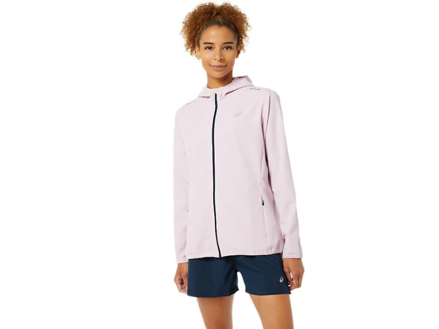 ASICS Women's Ready-Set Jacket - Barely Rose & French Blue Lightweight Running Windbreaker