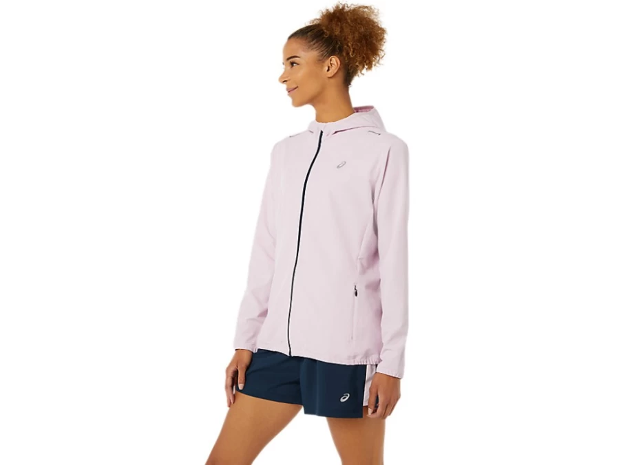 ASICS Women's Ready-Set Jacket - Barely Rose & French Blue Lightweight Running Windbreaker