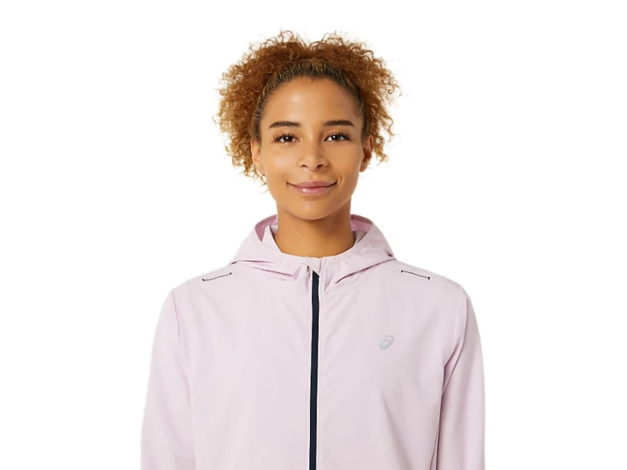 ASICS Women's Ready-Set Jacket - Barely Rose & French Blue Lightweight Running Windbreaker