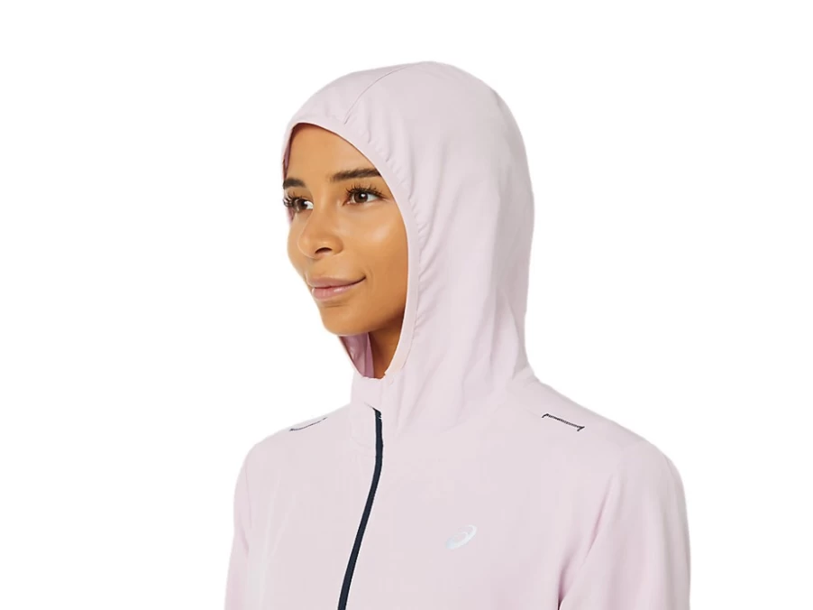 ASICS Women's Ready-Set Jacket - Barely Rose & French Blue Lightweight Running Windbreaker