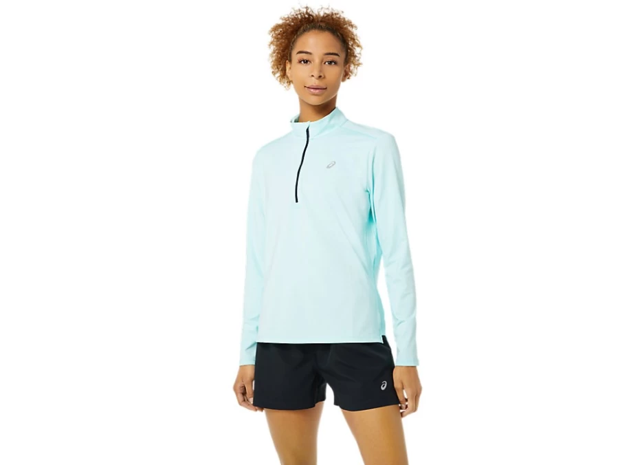 ASICS Women's Ready-Set Half Zip Pullover - Clear Blue Athletic Top