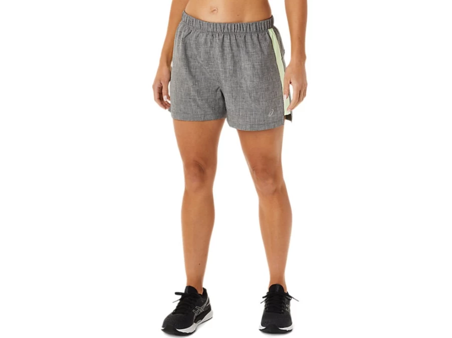 ASICS Women's Dark Grey Heather/Illuminate Yellow Ready-Set 3-Inch Running Shorts