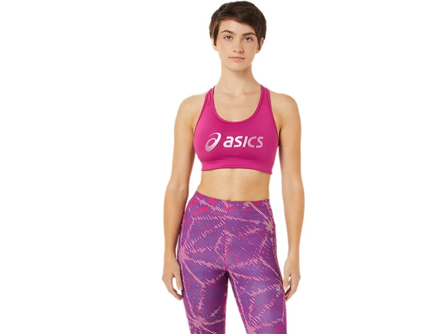 ASICS Women's Fuchsia Red Sakura Logo Sports Bra - Running & Active Wear
