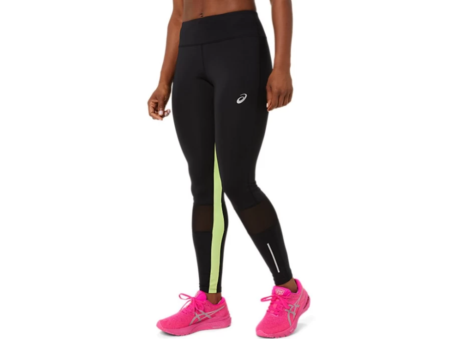 ASICS Women's Lite-Show Tight - Performance Black/Lime Green Running Tights