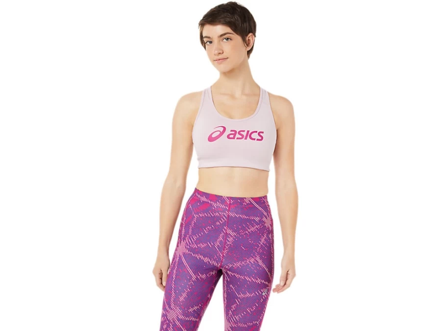 ASICS Women's Barely Rose/Fuchsia Red Padded Sports Bra - Lightweight Support Running Top