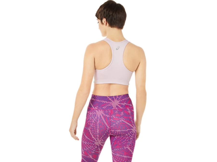 ASICS Women's Barely Rose/Fuchsia Red Padded Sports Bra - Lightweight Support Running Top