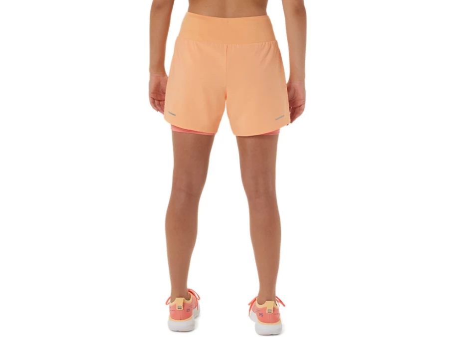 ASICS Women's Road 2-N-1 5.5" Shorts - Summer Dune/Papaya Running Athletic Shorts