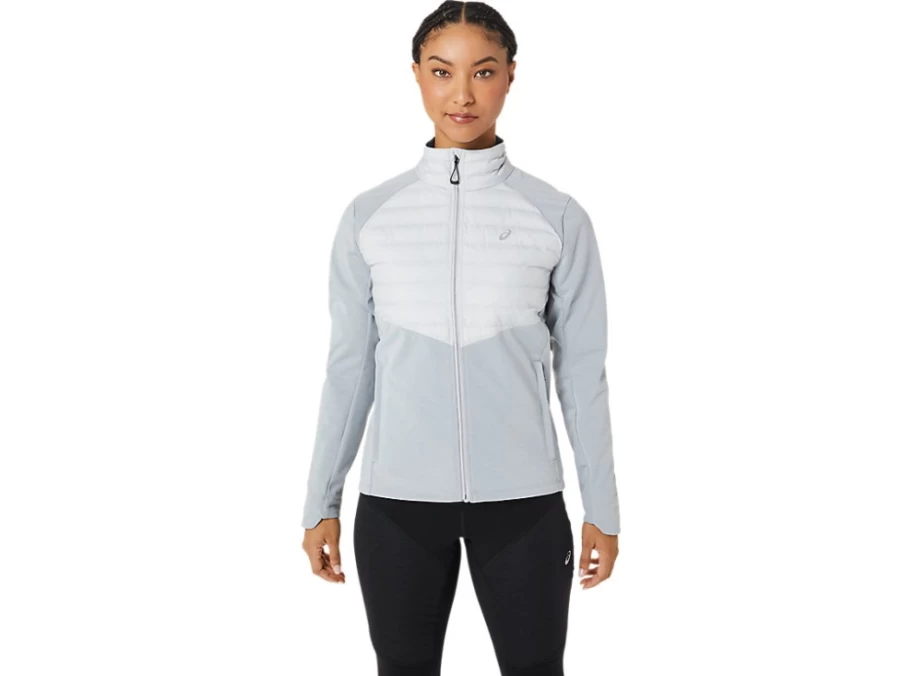 ASICS Women's Glacier Grey Heather Winter Running Jacket for Cold Weather Training