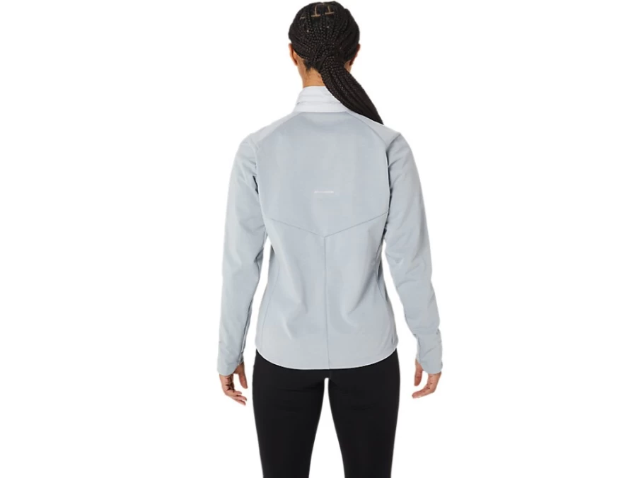 ASICS Women's Glacier Grey Heather Winter Running Jacket for Cold Weather Training
