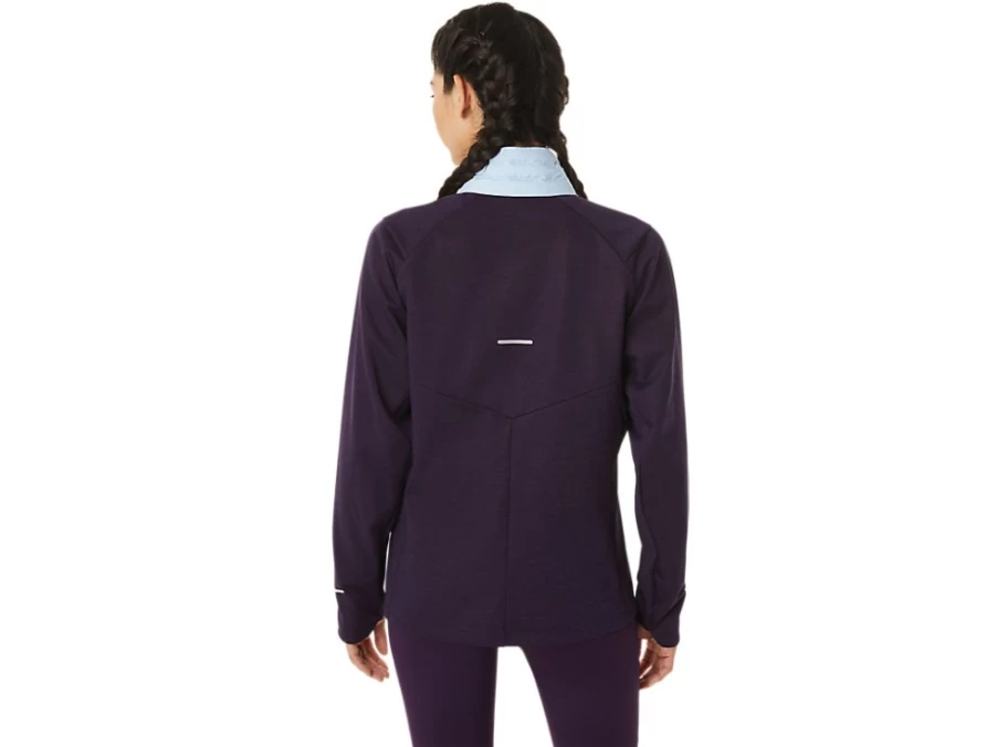 ASICS Women's Winter Run Jacket - Night Shade Heather/Soft Sky - Lightweight Waterproof Running Coat for Cold Weather