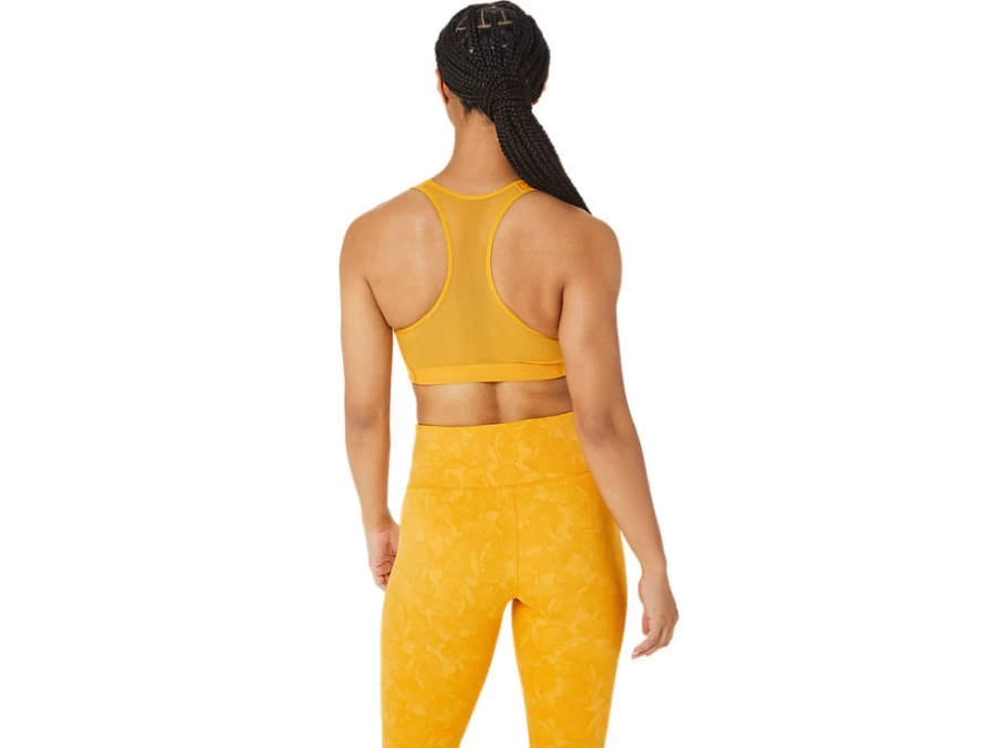 ASICS Women's Tiger Yellow Jacquard Sports Bra - RUNKOYO High Support Workout Top