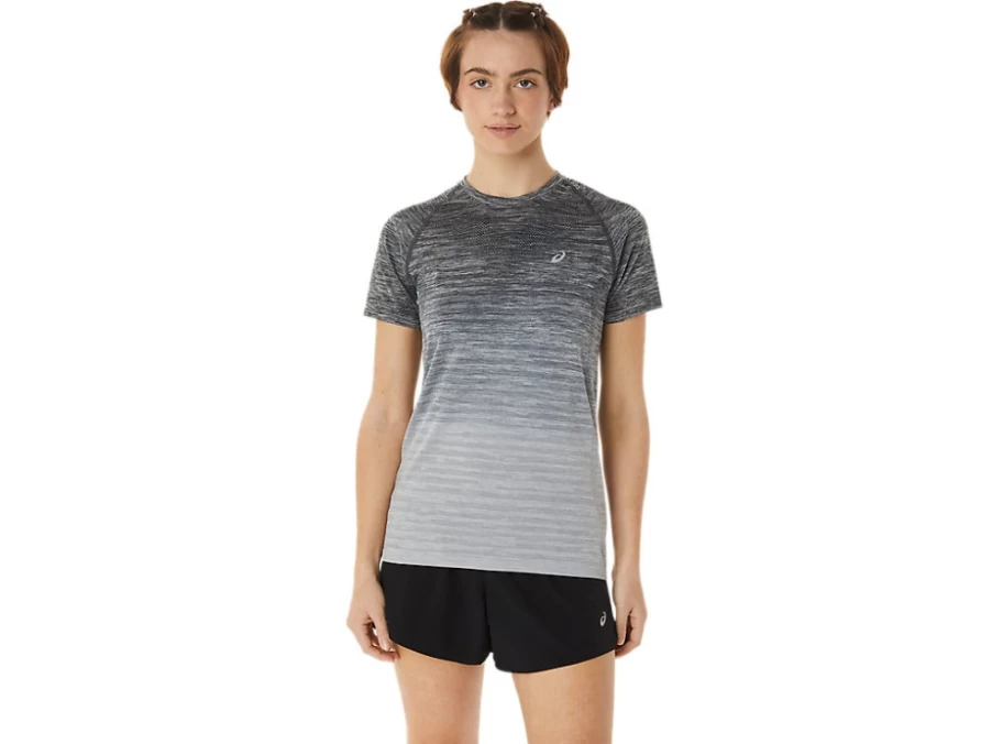 ASICS Women's Seamless Short Sleeve Top - Carrier Grey/Glacier Grey - Breathable Workout Tee