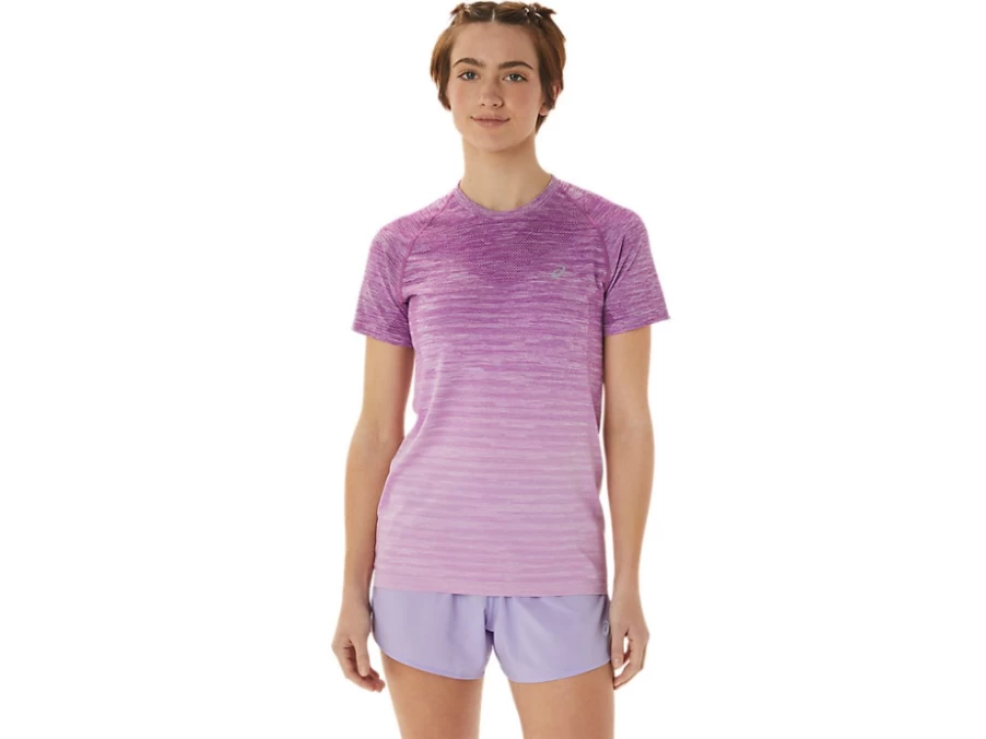 ASICS Women's Seamless Short Sleeve Top in Orchid/Lavender Glow - Breathable Workout Tee