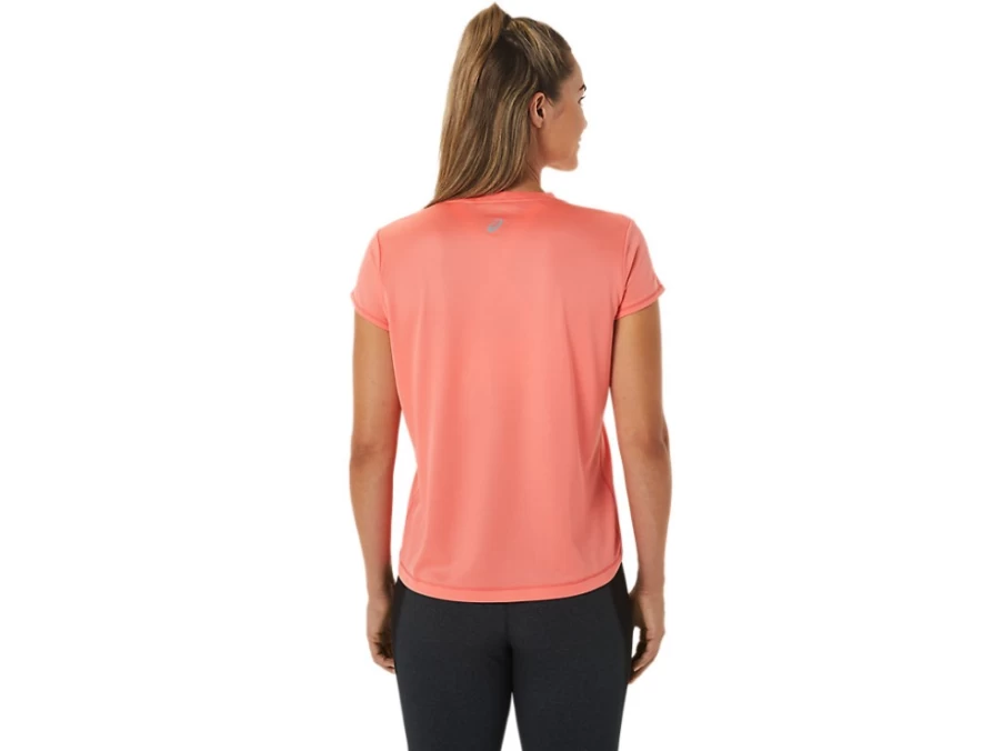 ASICS Women's FujiTrail Logo Short Sleeve Top in Papaya - Lightweight Running Shirt for Trail Women