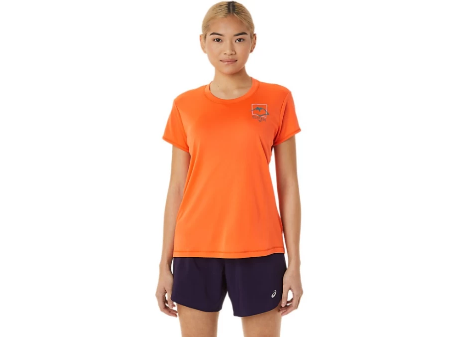 ASICS Women's FujiTrail Nova Orange Short Sleeve Running Top